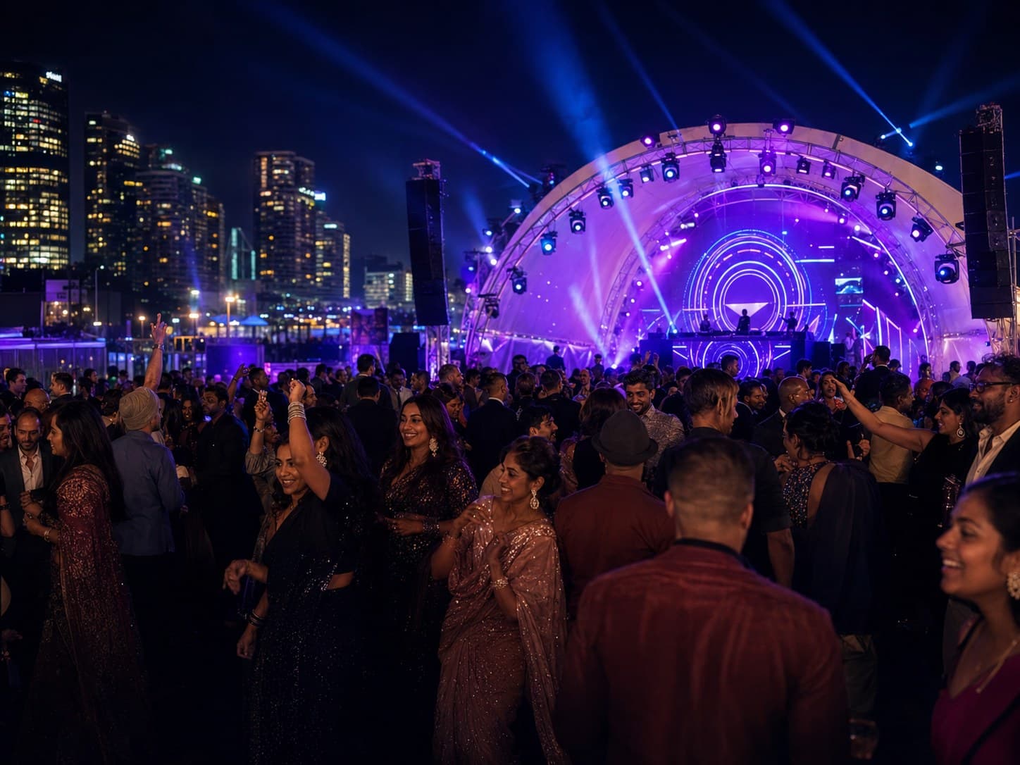 Sri Lankan dinner dance gala outdoor event at night