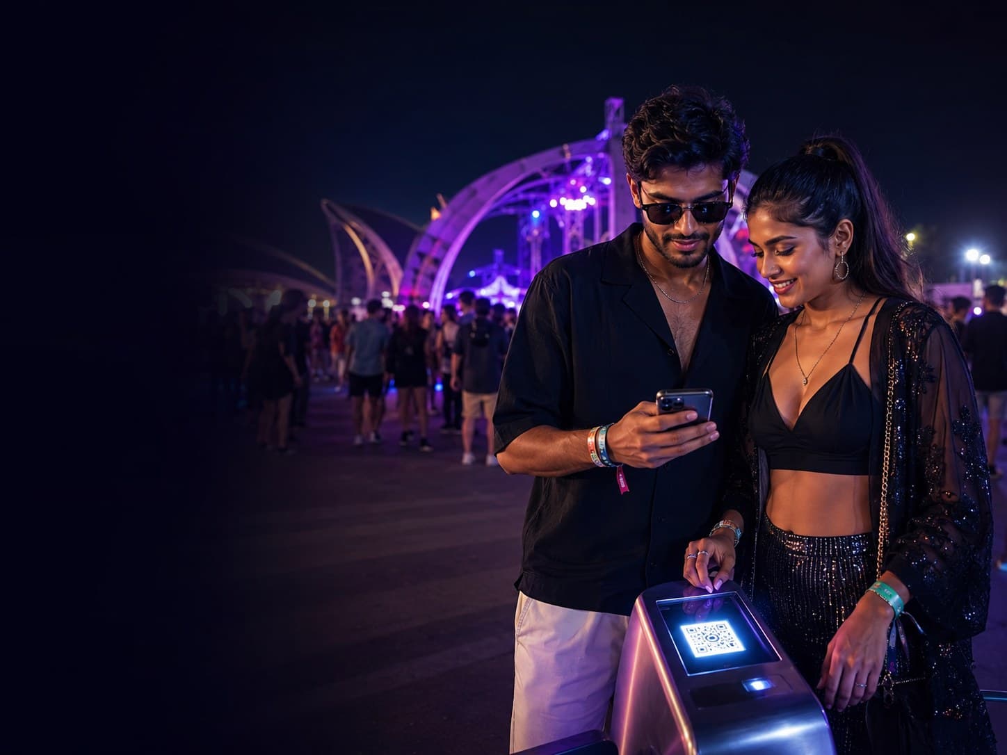 Couple enjoying a Sri Lankan festival night event